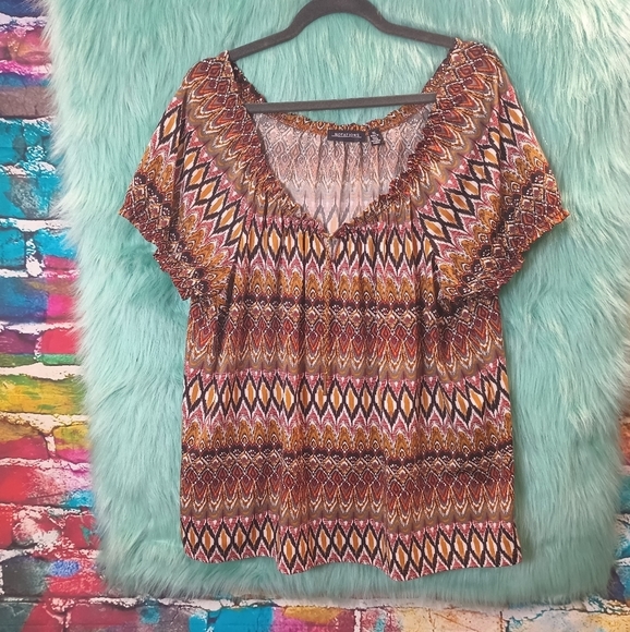 Notations Multicolor Short Sleeve Pattern Blouse Size XL - Picture 1 of 7